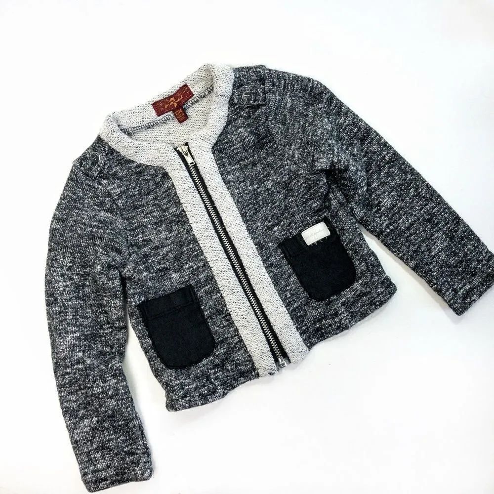 7 For All Mankind Front Zip Sweater Sz 12m
